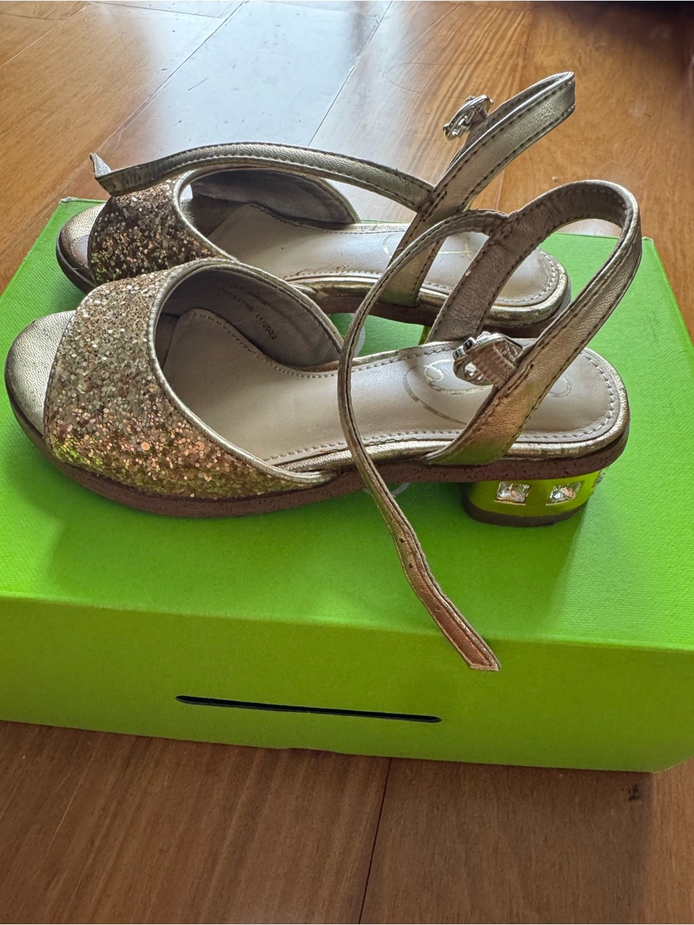 Sam Edelman Girls' Gold Glitter Slingback Sandals